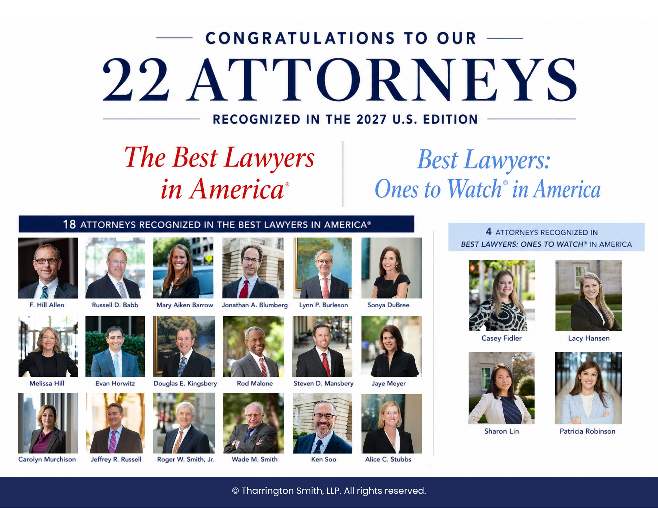 Tharrington Smith Celebrates 22 Attorneys Recognized by The Best Lawyers in America® for 2027    